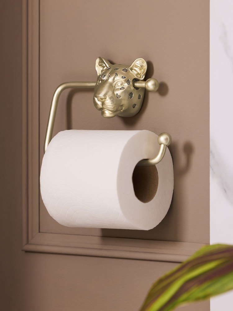 Gold Cheetah Wall Mount Toilet Roll Holder - Image 1 of 4