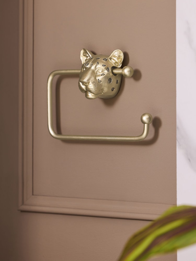 Gold Cheetah Wall Mount Toilet Roll Holder - Image 2 of 4