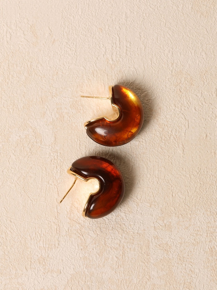Jon Richard Gold Tone Resin Hoop Earrings - Image 2 of 5