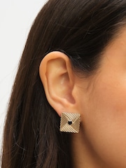 Jon Richard Tone Jet Square Earrings - Imagen 2 de 5