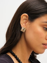 Jon Richard Tone Jet Square Earrings - Imagen 4 de 5