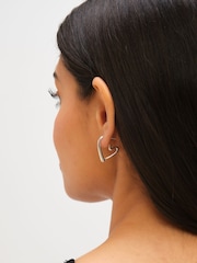 Jon Richard Silver Plated Waterproof Heart Hoop Earrings - Image 2 of 4