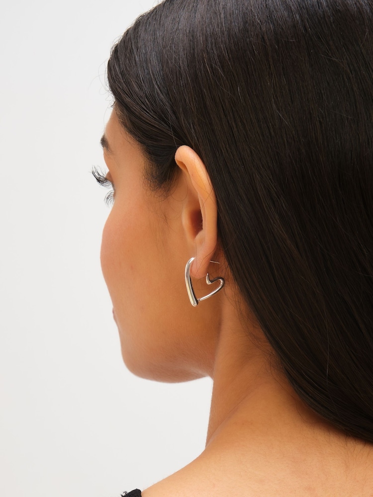 Jon Richard Silver Plated Waterproof Heart Hoop Earrings - Image 2 of 4