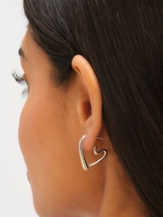Jon Richard Silver Plated Waterproof Heart Hoop Earrings - Image 3 of 4