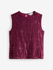 Berry Red Sequin Lace Top - Image 1 of 1