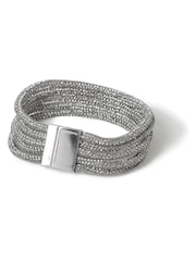 Aela Silver Tone Statement Sparkle Magnet Cuff Bracelet - Image 1 of 3