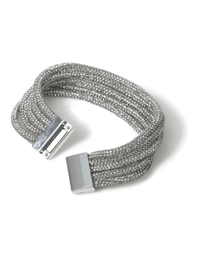 Aela Silver Tone Statement Sparkle Magnet Cuff Bracelet - صورة 2 من 3 Aela Silver Tone Statement Sparkle Magnet Cuff Bracelet - صورة 2 من 3