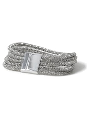Aela Silver Tone Statement Sparkle Magnet Cuff Bracelet - Image 3 of 3