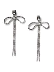 Aela Statement Sparkle Bow Drop Black Earrings - Image 2 of 3