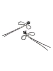 Aela Statement Sparkle Bow Drop Black Earrings - Image 3 of 3