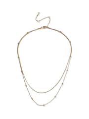Aela Gold Tone Stainless Steel Multirow Snake Chain Necklace - Image 2 of 3