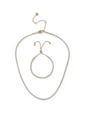 Aela Gold Tone Diamond Simulant Tennis Bracelet And Necklace Set - Image 1 of 2