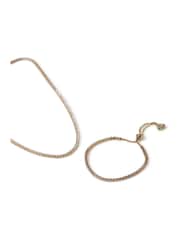 Aela Gold Tone Diamond Simulant Tennis Bracelet And Necklace Set - Image 2 of 2