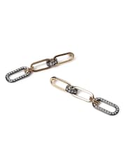 Aela Gold Tone Mixed Metal Large Link Chain Drop Earrings - Image 3 of 3