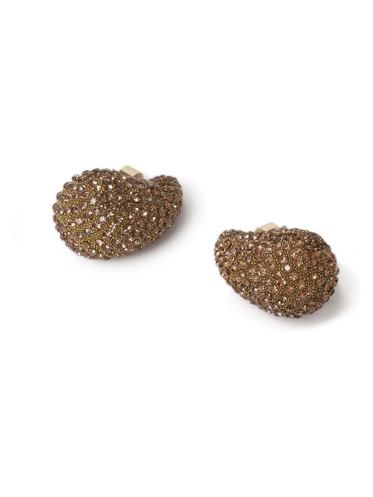 Aela Sparkle Dome Stud Earrings - Image 3 of 3 Aela Sparkle Dome Stud Earrings - Image 3 of 3