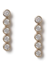 Aela Gold Tone Diamond Simulant Long Drop Earrings - Image 2 of 3