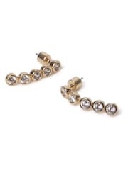 Aela Gold Tone Diamond Simulant Long Drop Earrings - Image 3 of 3