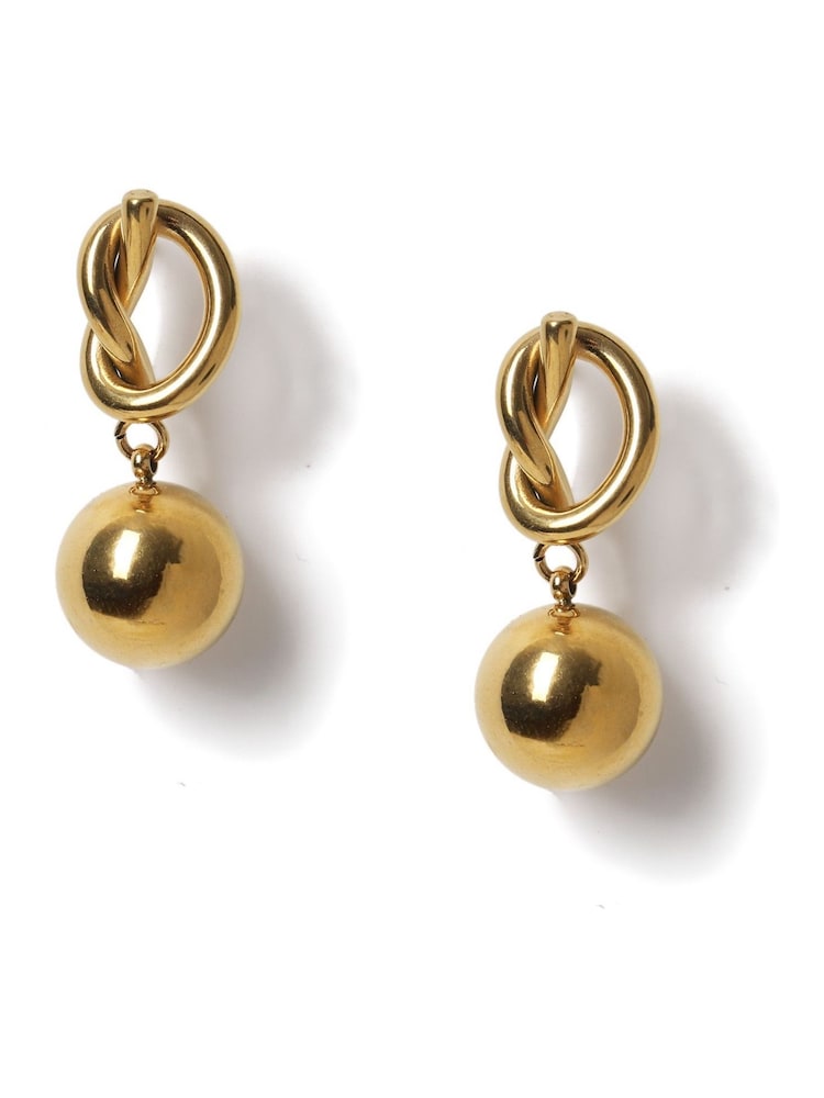 Aela Gold Tone Stainless Steel Knot Drop Earrings - Image 1 of 2 Aela Gold Tone Stainless Steel Knot Drop Earrings - Image 1 of 2