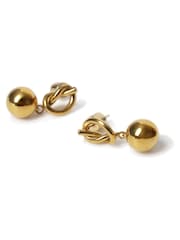 Aela Gold Tone Stainless Steel Knot Drop Earrings - Image 2 of 2