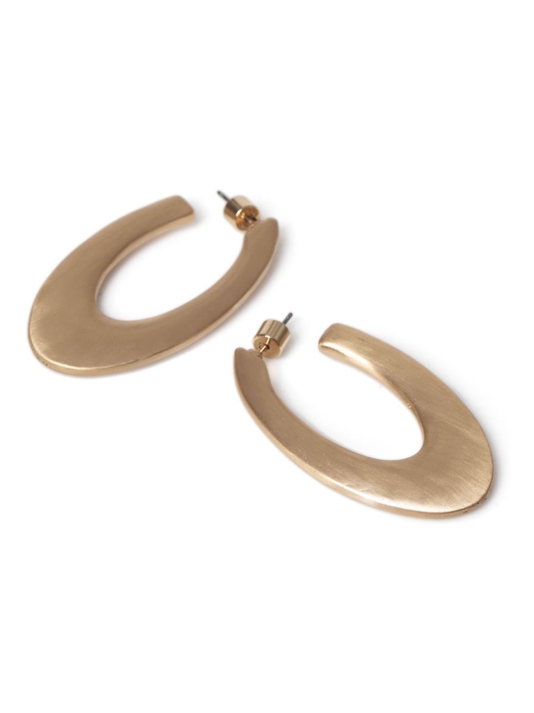 Aela Gold Tone Thick Oval Hoop Earrings - صورة 2 من 2 Aela Gold Tone Thick Oval Hoop Earrings - صورة 2 من 2