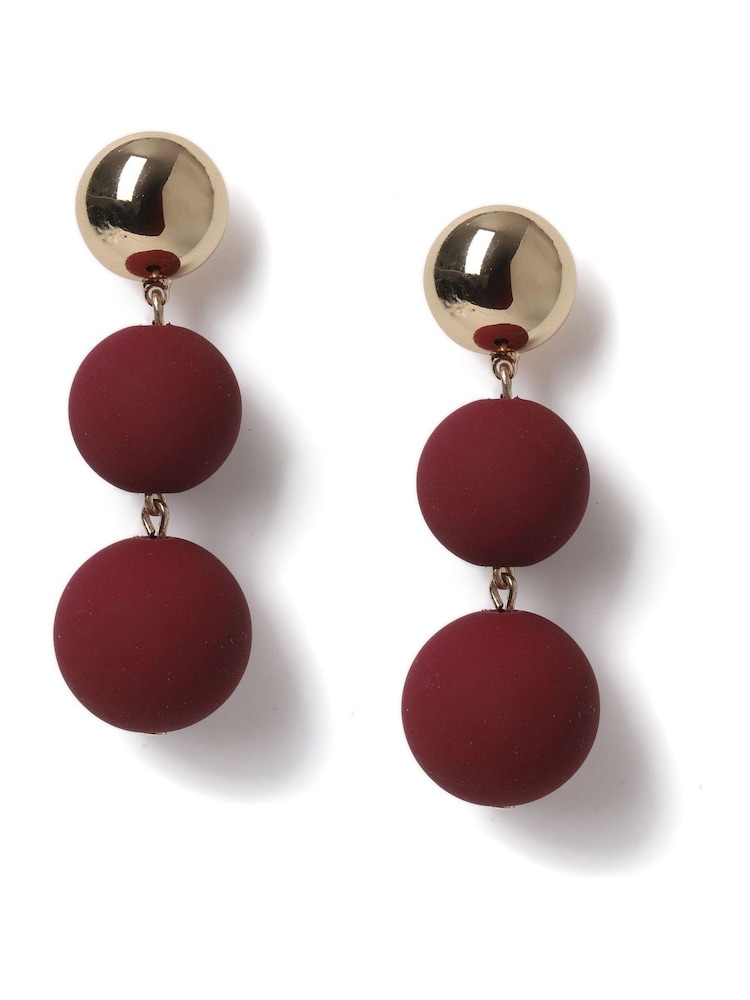 Aela Matte Sphere Drop Black Earrings - Image 1 of 2