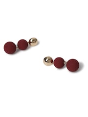 Aela Matte Sphere Drop Black Earrings - Image 2 of 2