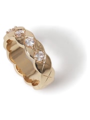 Aela Gold Tone Diamond Simulant Quilted Ring - Image 2 of 2
