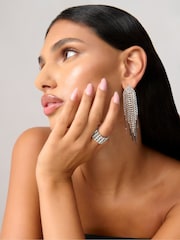 Aela Silver Tone Stretch Cup Chain Ring - Image 1 of 3