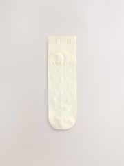 self. Sage Green/Cream/Grey Cropped Ankle Embroidered Logo Gripper Socks 3 Pack - Image 3 of 7