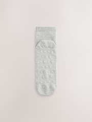 self. Sage Green/Cream/Grey Cropped Ankle Embroidered Logo Gripper Socks 3 Pack - Image 4 of 7