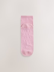 self. Black/Pink/Mocha Brown Cropped Ankle Embroidered Logo Gripper Socks 3 Pack - Image 2 of 7