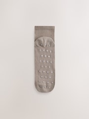 self. Black/Pink/Mocha Brown Cropped Ankle Embroidered Logo Gripper Socks 3 Pack - Image 3 of 7