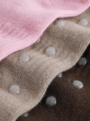 self. Black/Pink/Mocha Brown Cropped Ankle Embroidered Logo Gripper Socks 3 Pack - Image 6 of 7