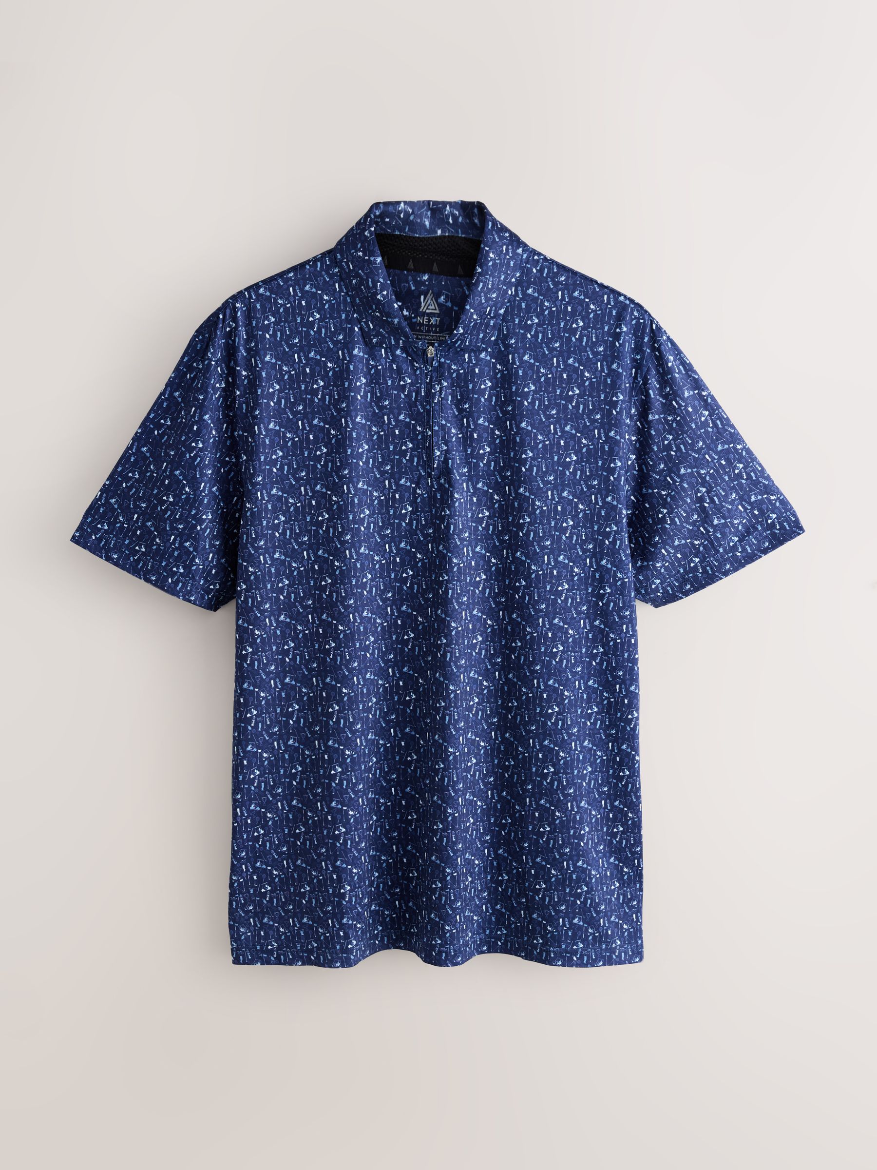Buy Navy Blue Active Geometric Print Golf Polo Shirt from Next Romania