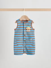 Blue Dino Print Vest Jersey Baby Romper - Image 3 of 11