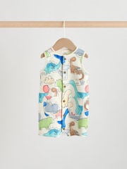 Blue Dino Print Vest Jersey Baby Romper - Image 4 of 11