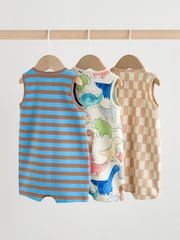 Blue Dino Print Vest Jersey Baby Romper - Image 5 of 11