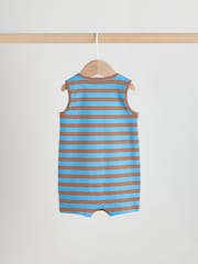 Blue Dino Print Vest Jersey Baby Romper - Image 6 of 11