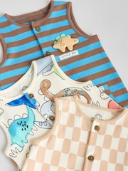 Blue Dino Print Vest Jersey Baby Romper - Image 8 of 11