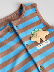 Blue Dino Print Vest Jersey Baby Romper - Image 9 of 11
