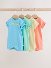 Bright Slogan 100% Cotton Baby Rompers 4 Pack - Image 1 of 11