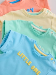 Bright Slogan 100% Cotton Baby Rompers 4 Pack - Image 8 of 11