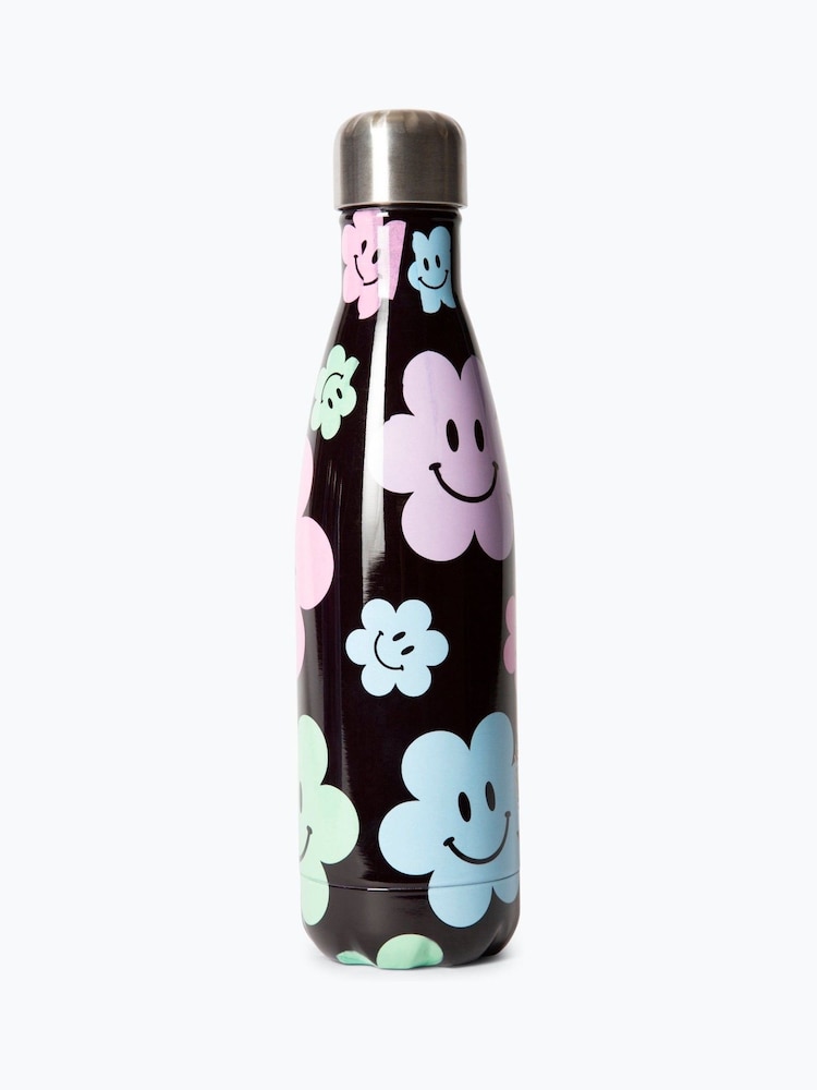 Hype Girls Happy Flowers Thermal Black Water Bottle - Image 2 of 5