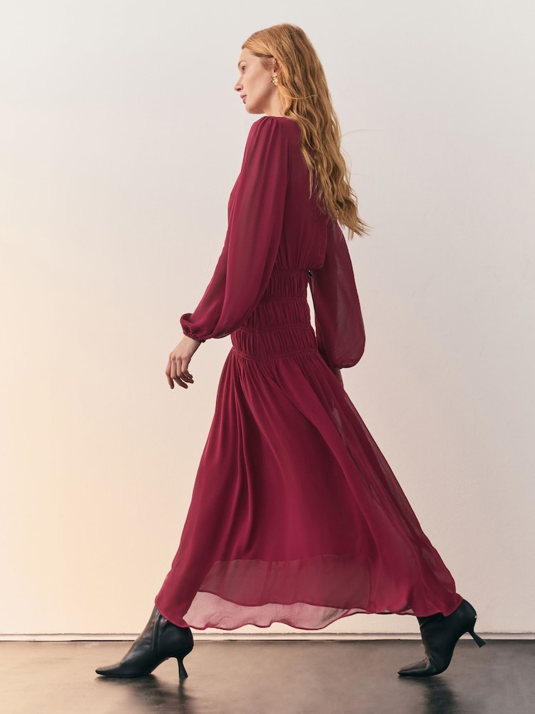 burgundy tie waist dress Goddiva  Glitter Velvet One Shoulder Maxi Dress  Bridesmaid dresses  Red