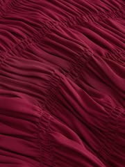 Nothing Ordinary Burgundy Red Shirred Waist Tie Front Midi Dress - Image 9 of 9