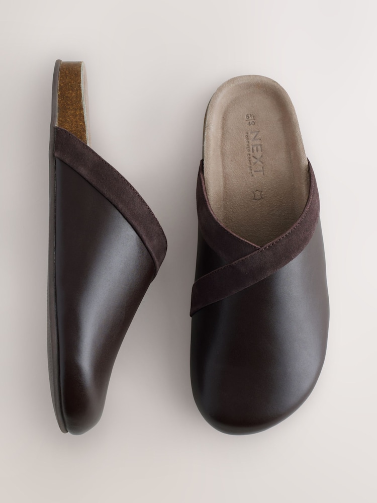 Chocolate Brown Forever Comfort Leather Clean Footbed Clogs - Image 1 of 5 Chocolate Brown Forever Comfort Leather Clean Footbed Clogs - Image 1 of 5