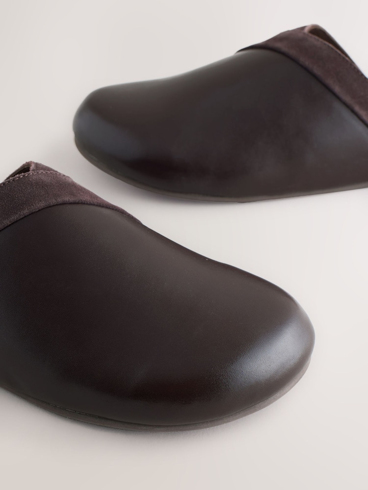 Chocolate Brown Forever Comfort Leather Clean Footbed Clogs - Image 11 of 11
