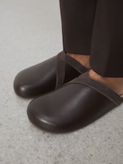 Chocolate Brown Forever Comfort Leather Clean Footbed Clogs - Image 6 of 11
