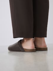 Chocolate Brown Forever Comfort Leather Clean Footbed Clogs - Image 7 of 11