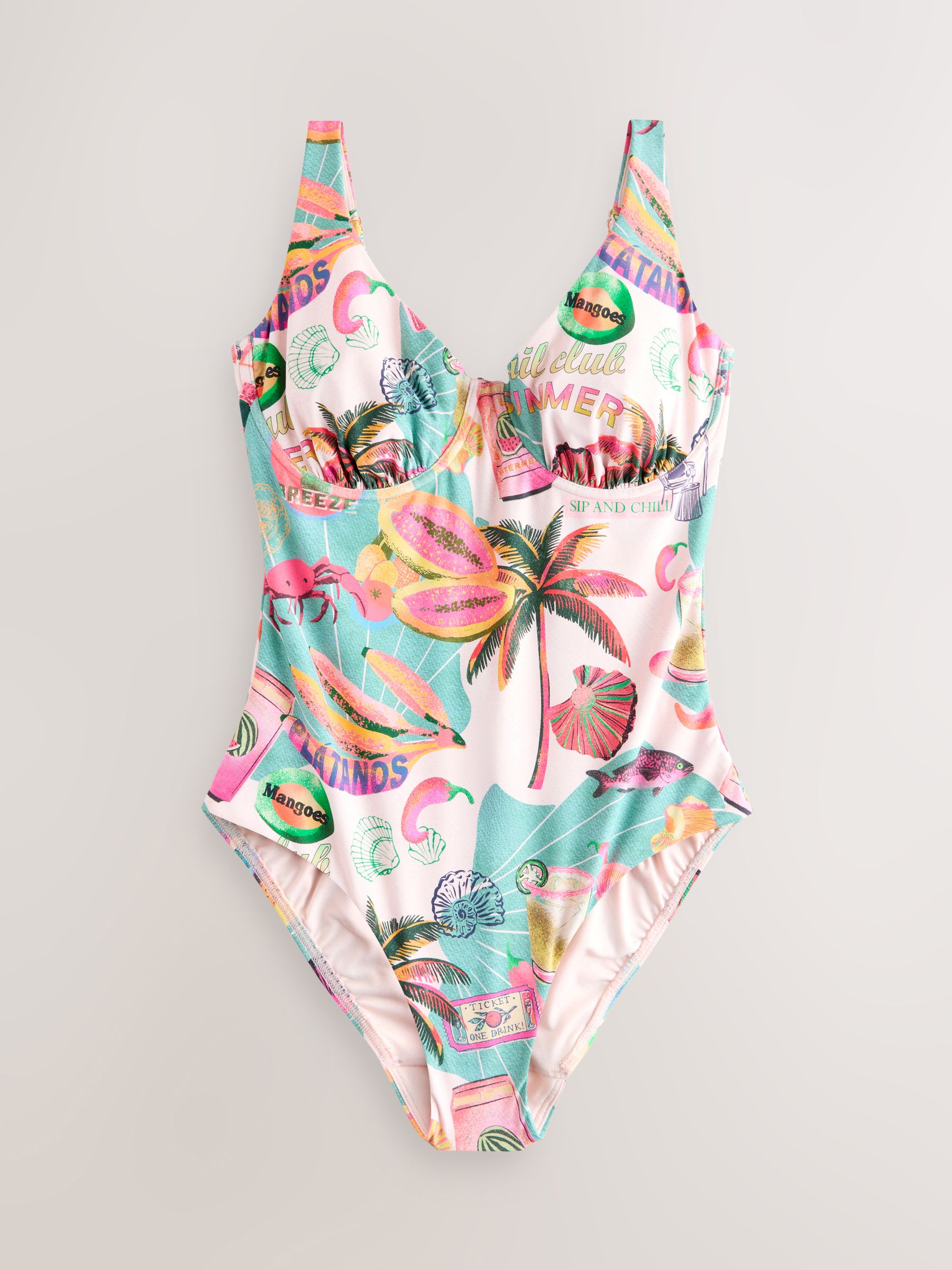 Buy Conversational Print Tummy Control DD+ Wired Swimsuit from